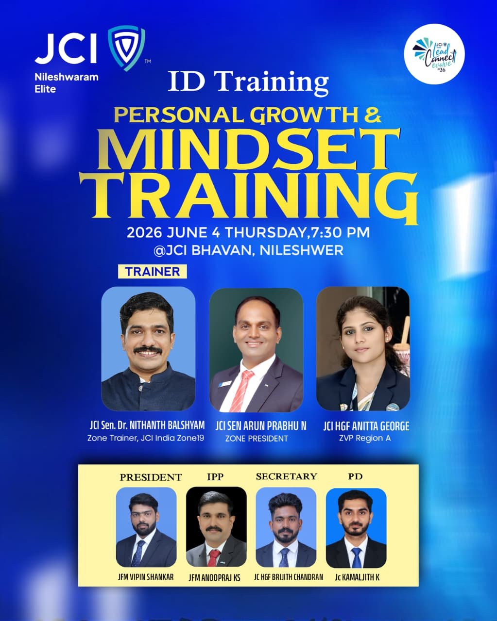 JCI Nileshwaram Elite ID Training on personal growth and mindset